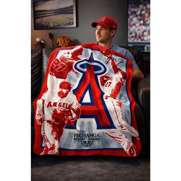 Pechanga Resort Casino Other - Mike Trout Angels Fleece Throw Blanket 56x46 Red MLB Stadium Giveaway